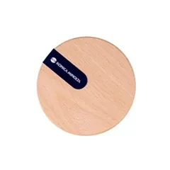 Beech wood lid of a natural scented candle, produced for Konica Minolta
